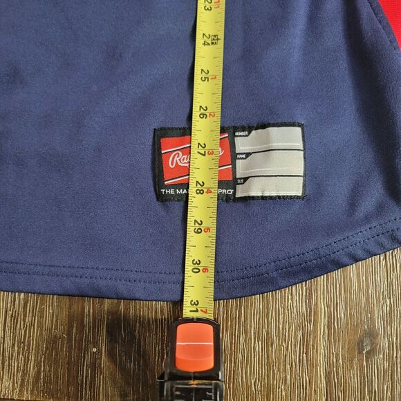 Rawlings Men’s Size Medium Blue Red A's Long Sleeve Jersey 100% Polyester - Picture 6 of 9